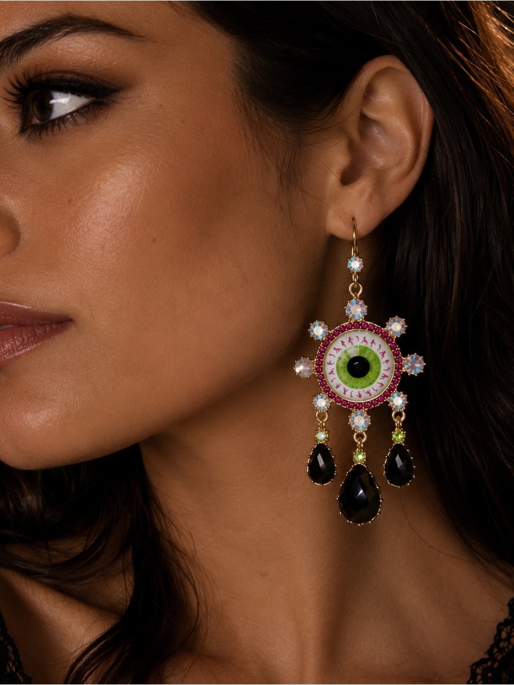 Betsey Johnson Spooky Eyeball Chandelier Earrings Whimsigoth Halloween NWT - Picture 4 of 4